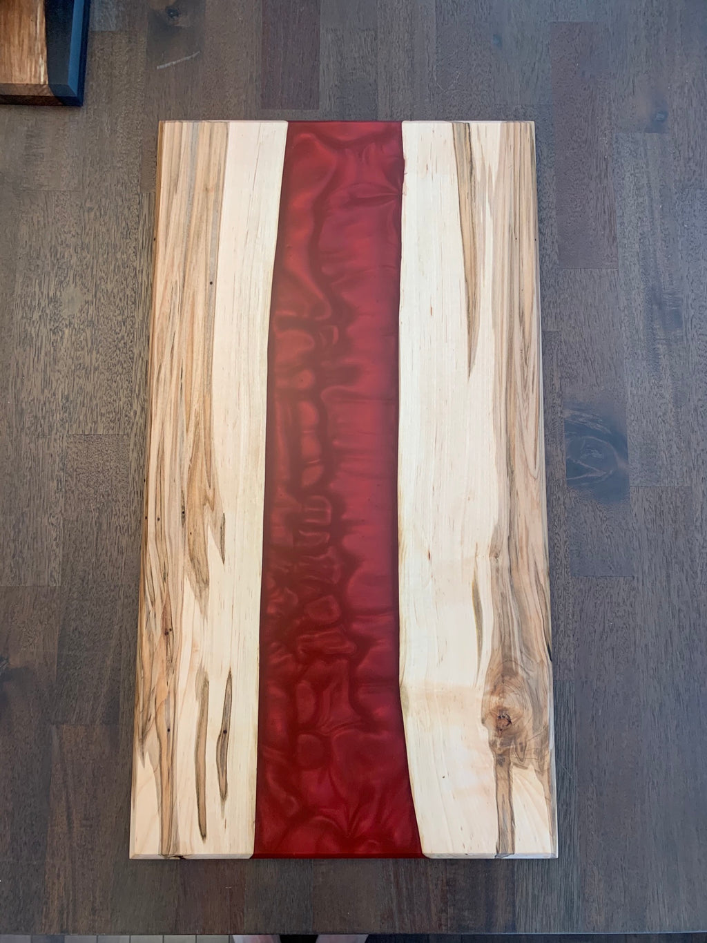 Ambrosia Maple with Red Epoxy/Resin Charcuterie Board