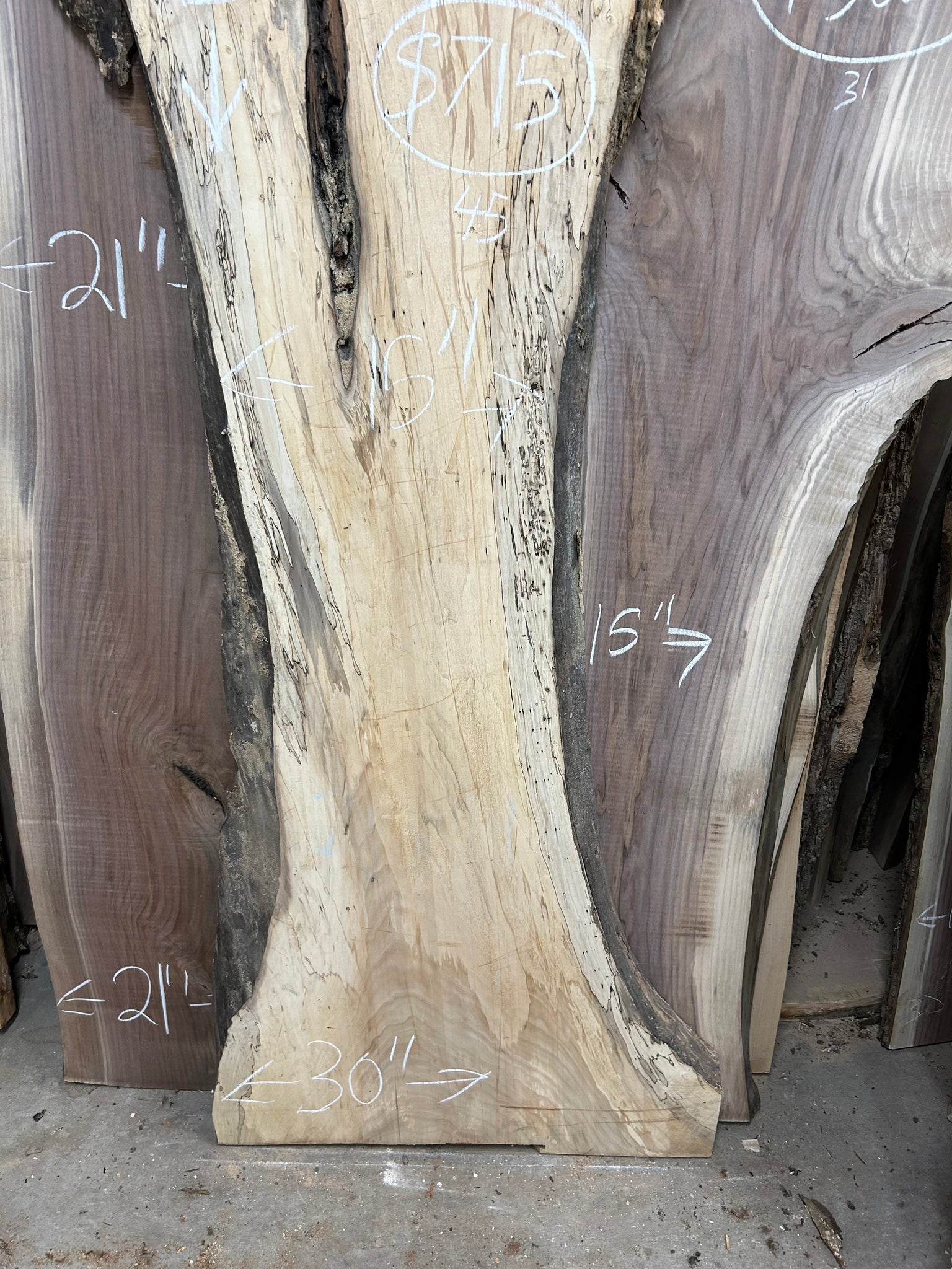 SP-02 Curly Maple Live Edge Slab