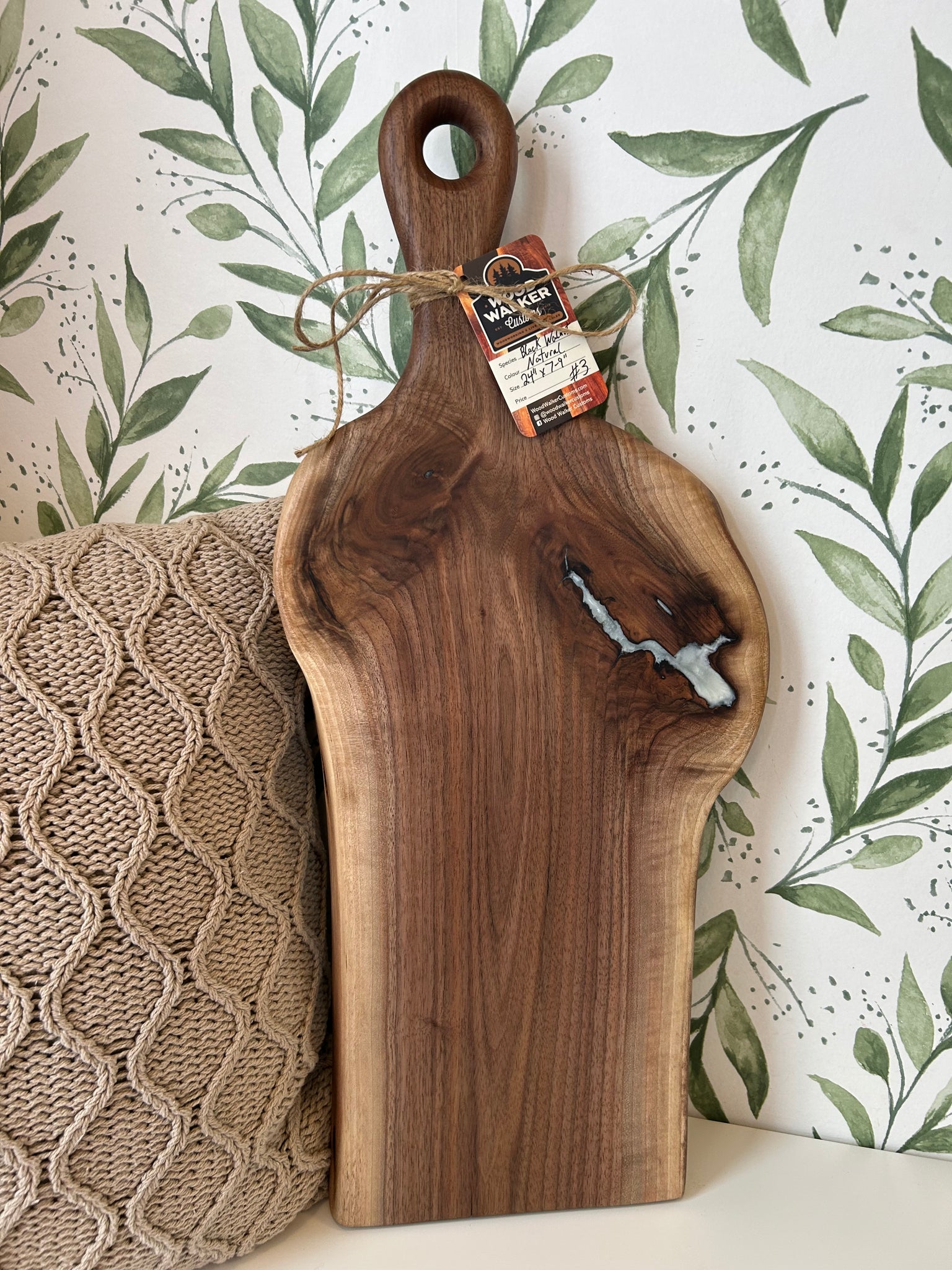 24” Handle Black Walnut Charcuterie Boards
