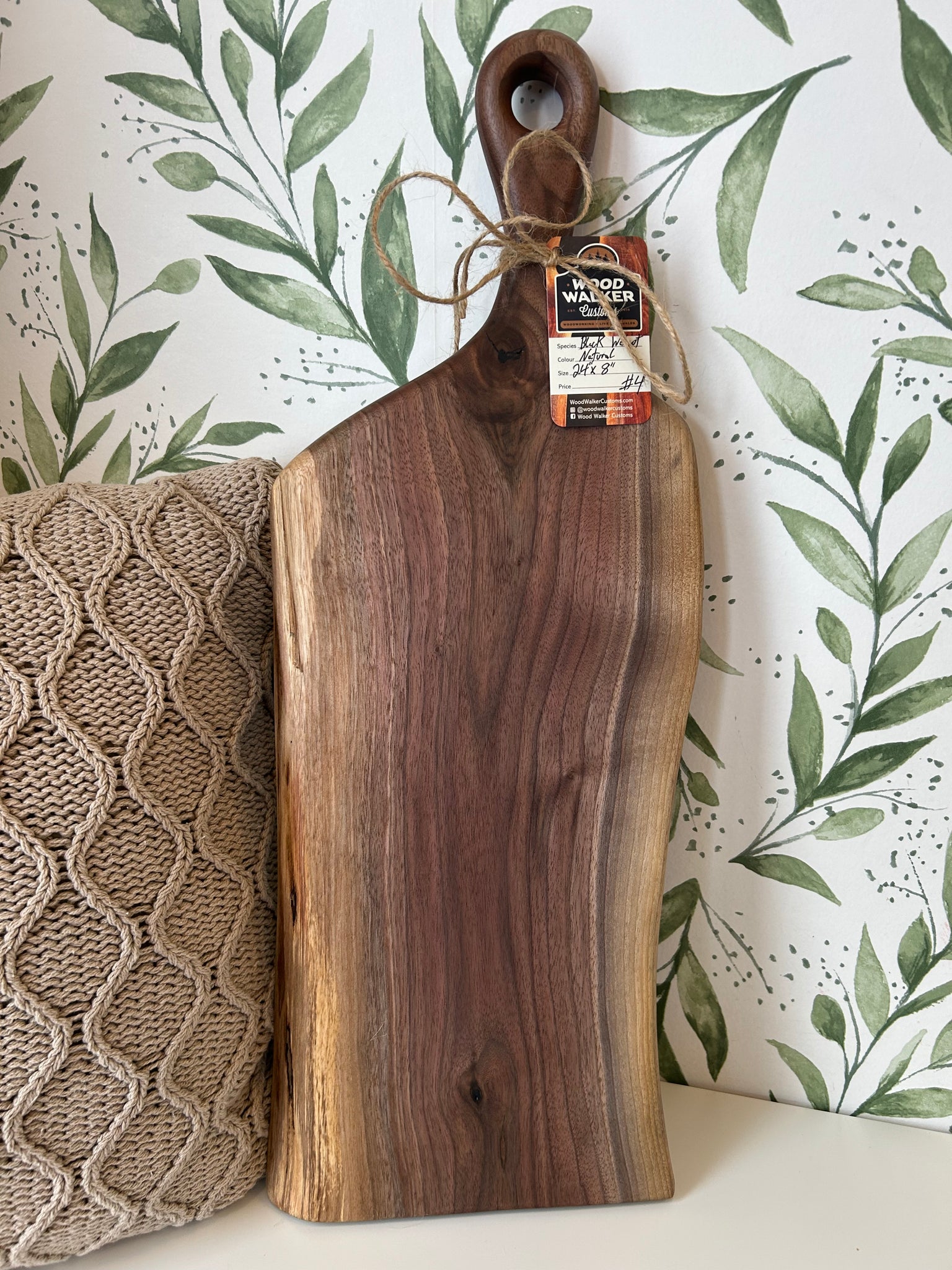 24” Handle Black Walnut Charcuterie Boards