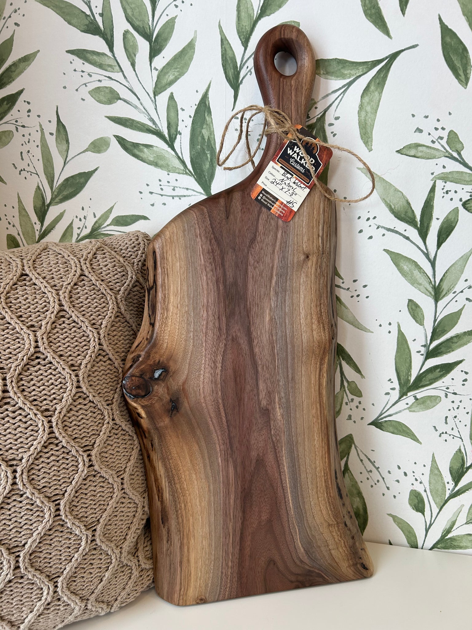 24” Handle Black Walnut Charcuterie Boards