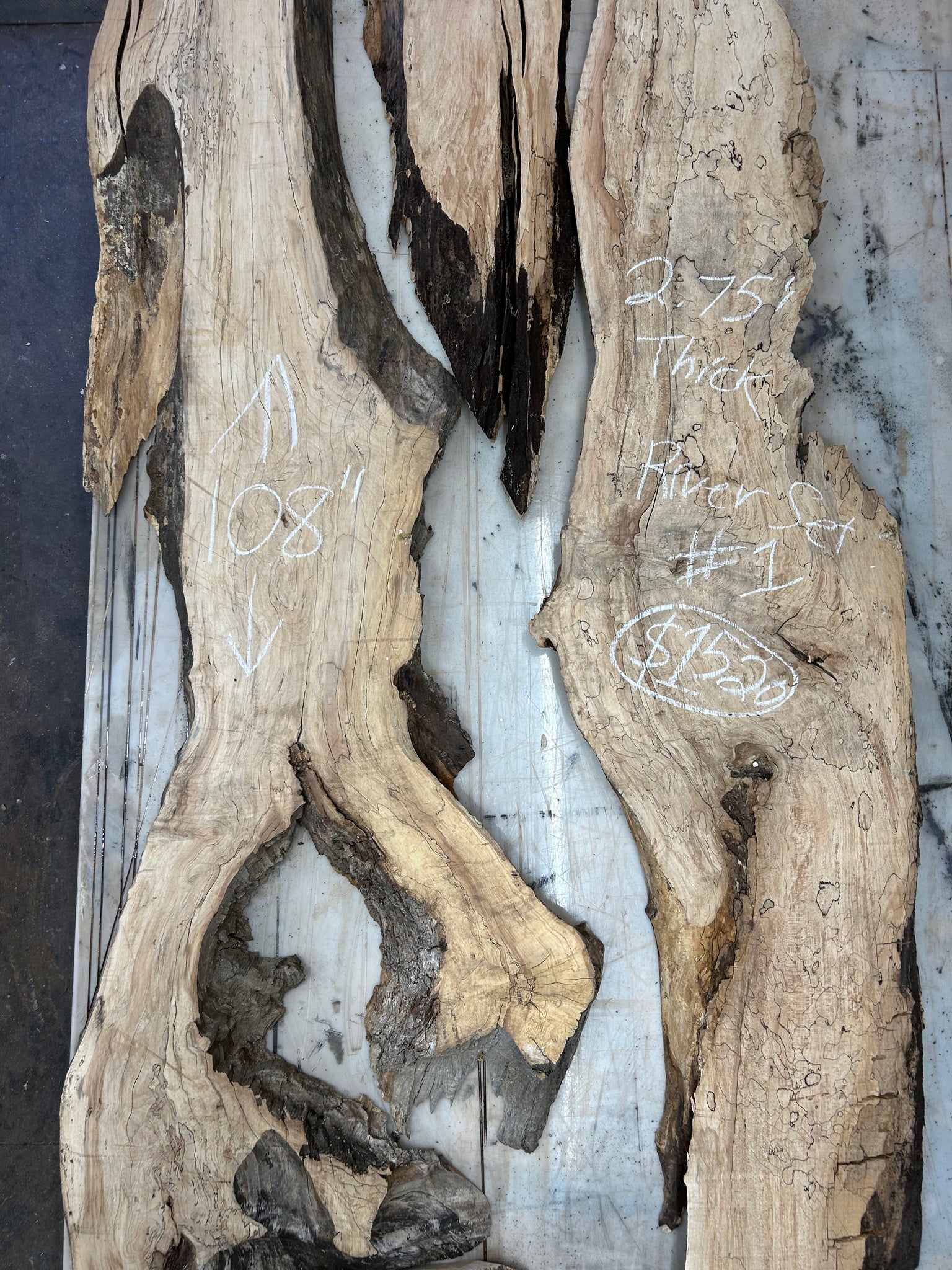 River Set #1 Spalted Maple River Set 44”x108