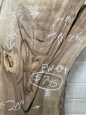 EW-04 English Walnut Live Edge Slab
